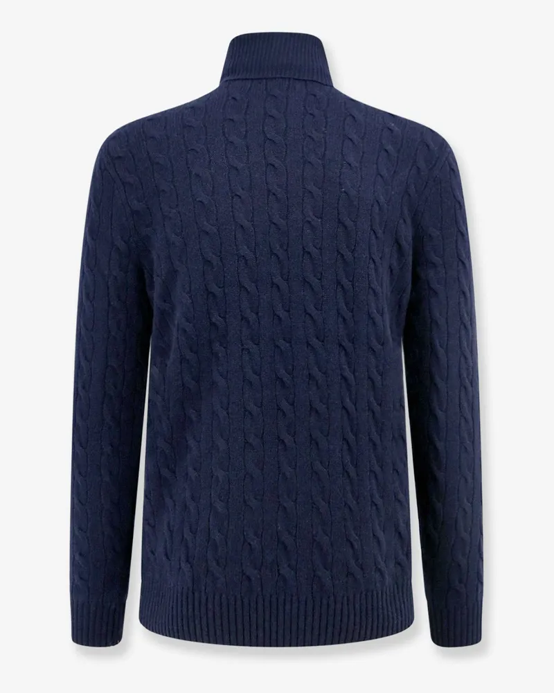 Ralph Lauren Men Turtleneck Sweater Blue Certified Wool Navy