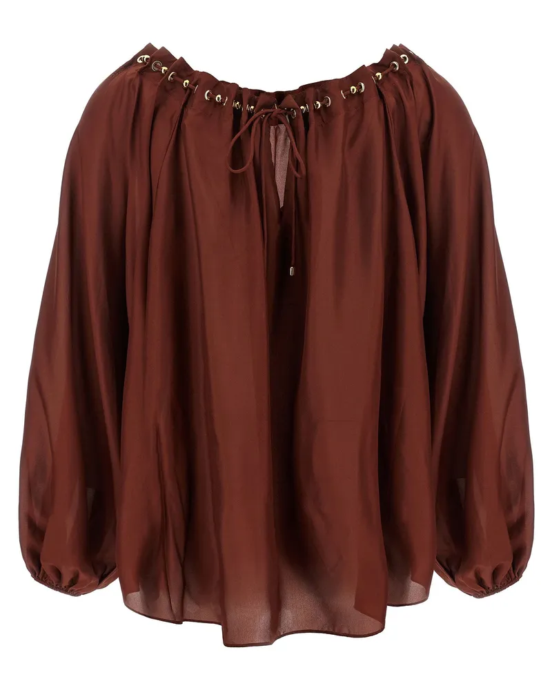 Zimmermann Aster Blouse — Burgundy Burgundy