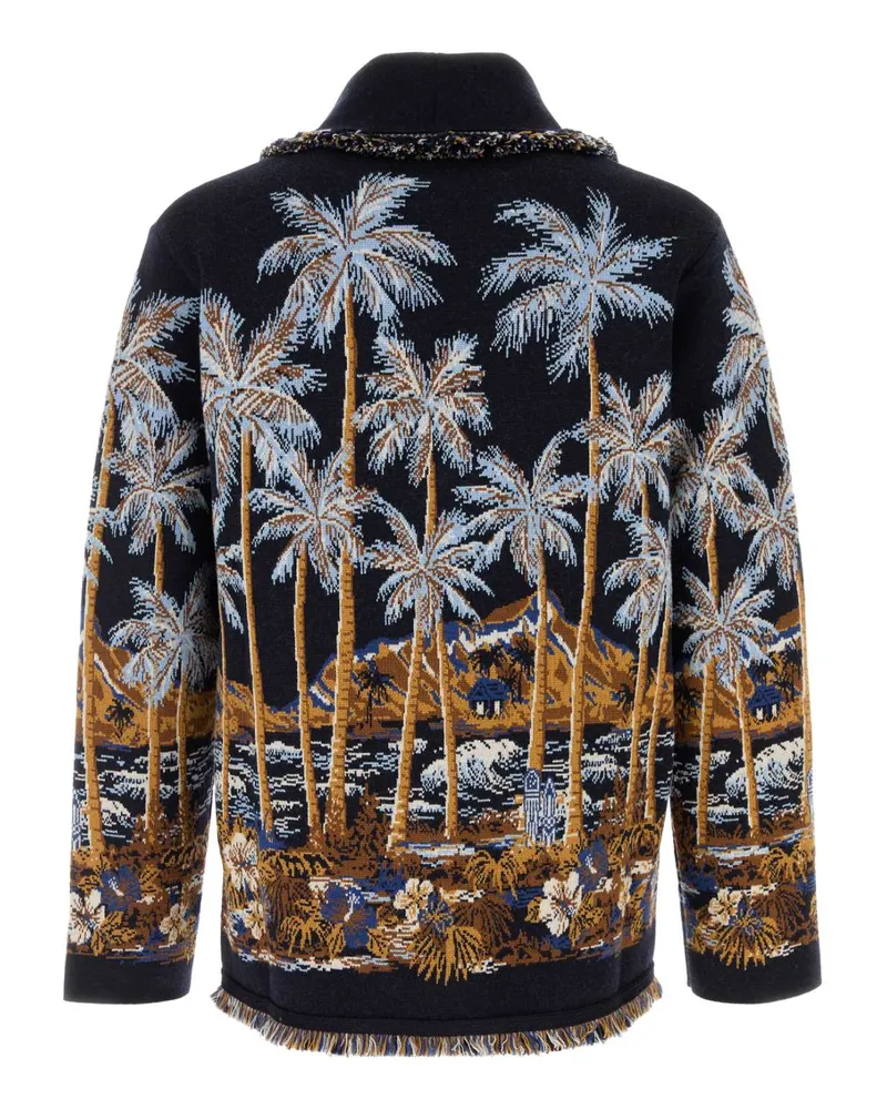 Alanui Men's Embroidered Wool Blend Diamond Head Cardigan Midnightbluemult Exterior: Virgin Nylon Maglie Sweater Navy