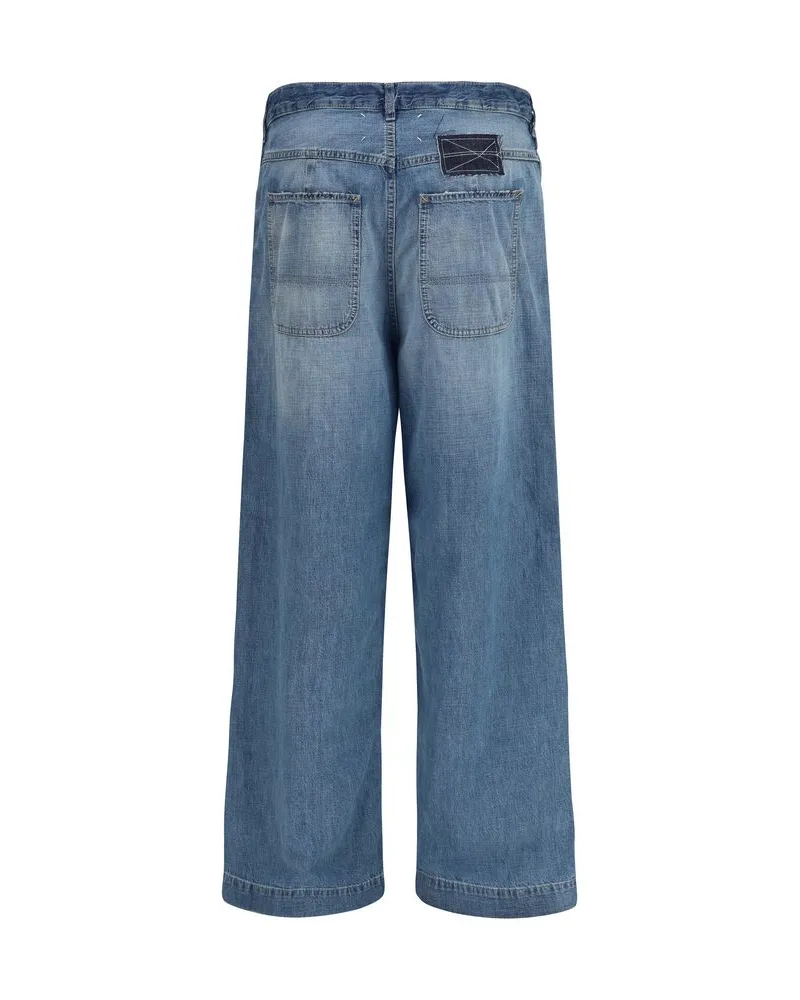 Maison Margiela Women's Blue Cotton Relaxed Fit Jeans Clothing Blue