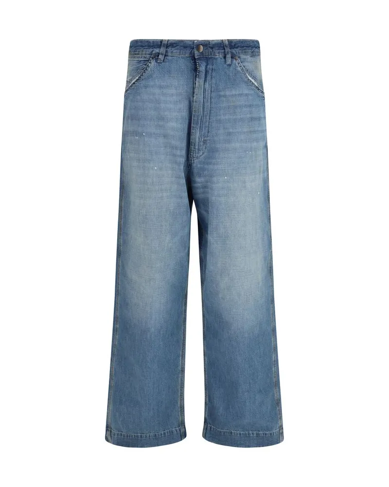 Maison Margiela Patchwork-Detail Cotton Jeans — Blue Blue