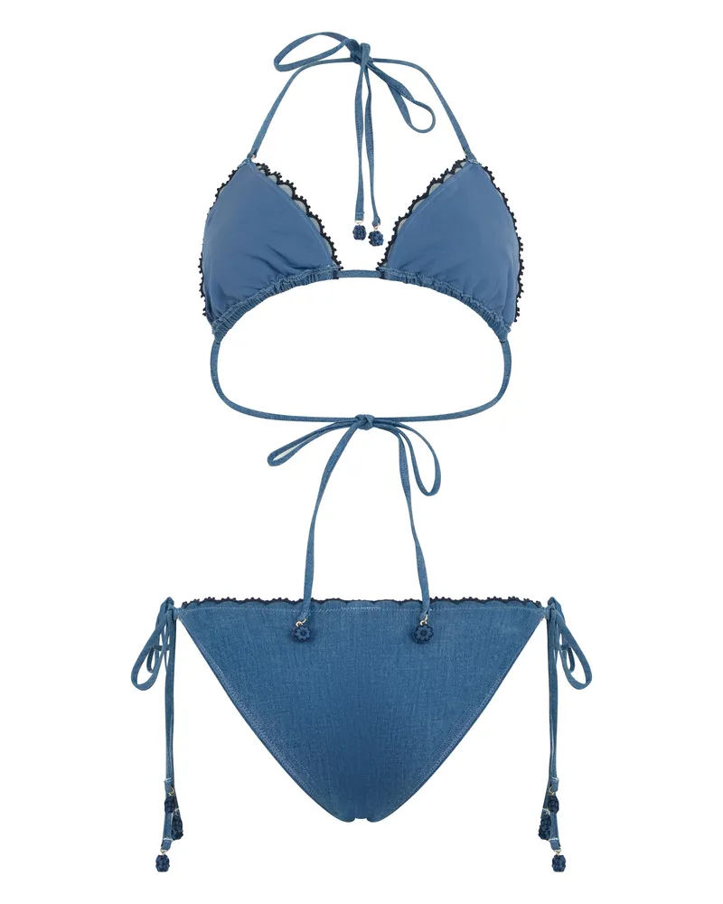Zimmermann Women's Two-Piece Swimsuit Denim Cotton Bikinis Denim