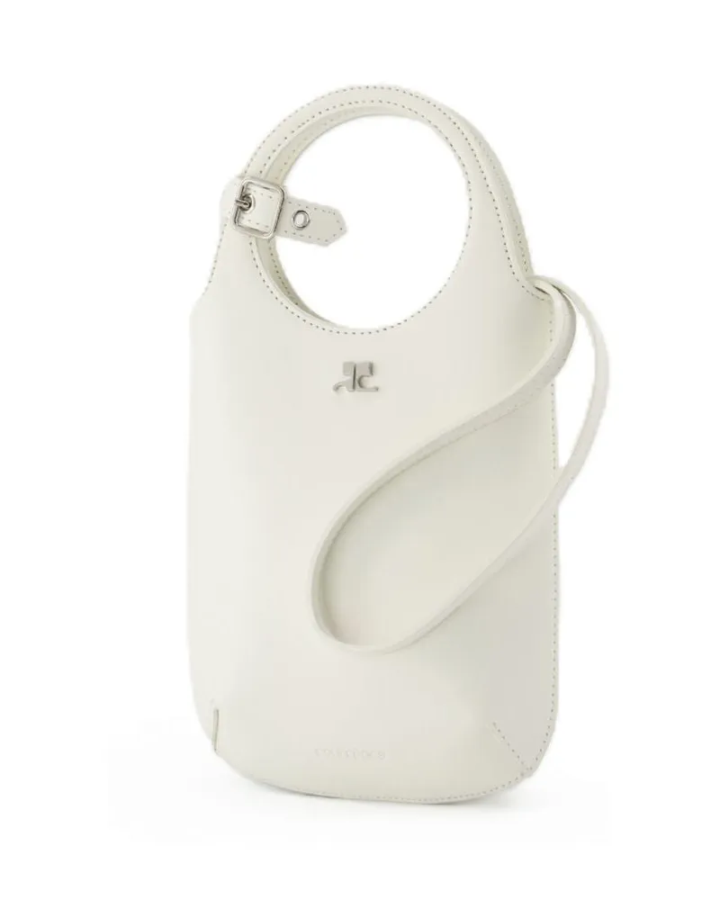 Courrèges Women's Slim Holy Purse -  Leather White Calfskin Bags Handbags-Purses White