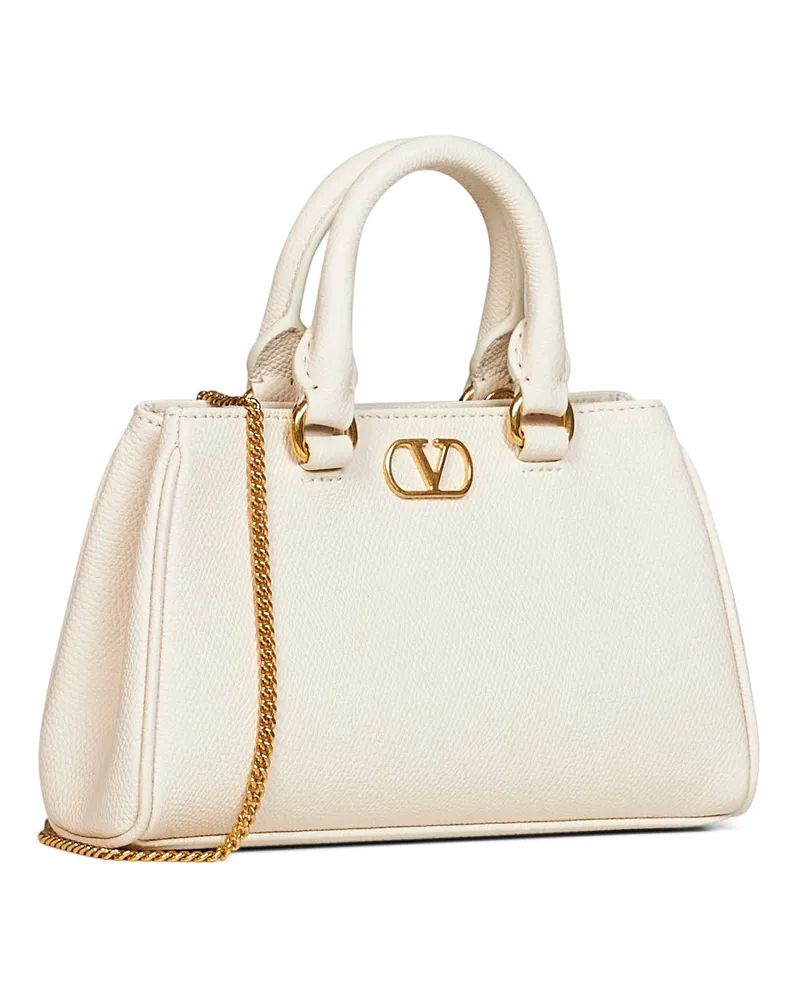 Valentino Garavani Women's Mini Handbag Vlogo Signature Ivory Calf Leather Handbags Hand Bags Beige