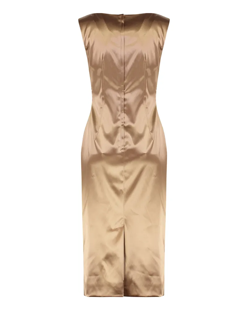 Dolce & Gabbana Women's Dress Stretch Satin Bronze Acetate Bronze