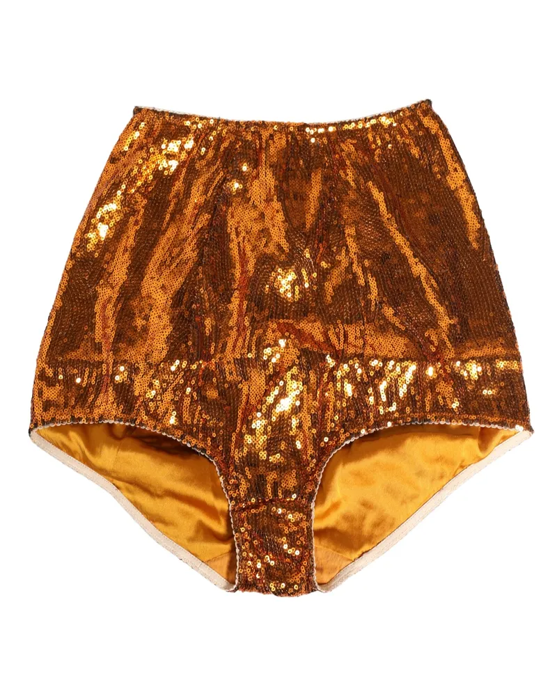 Dolce & Gabbana Women Orange Sequin Nylon High Waist Girdle Underwear Clothing Orange