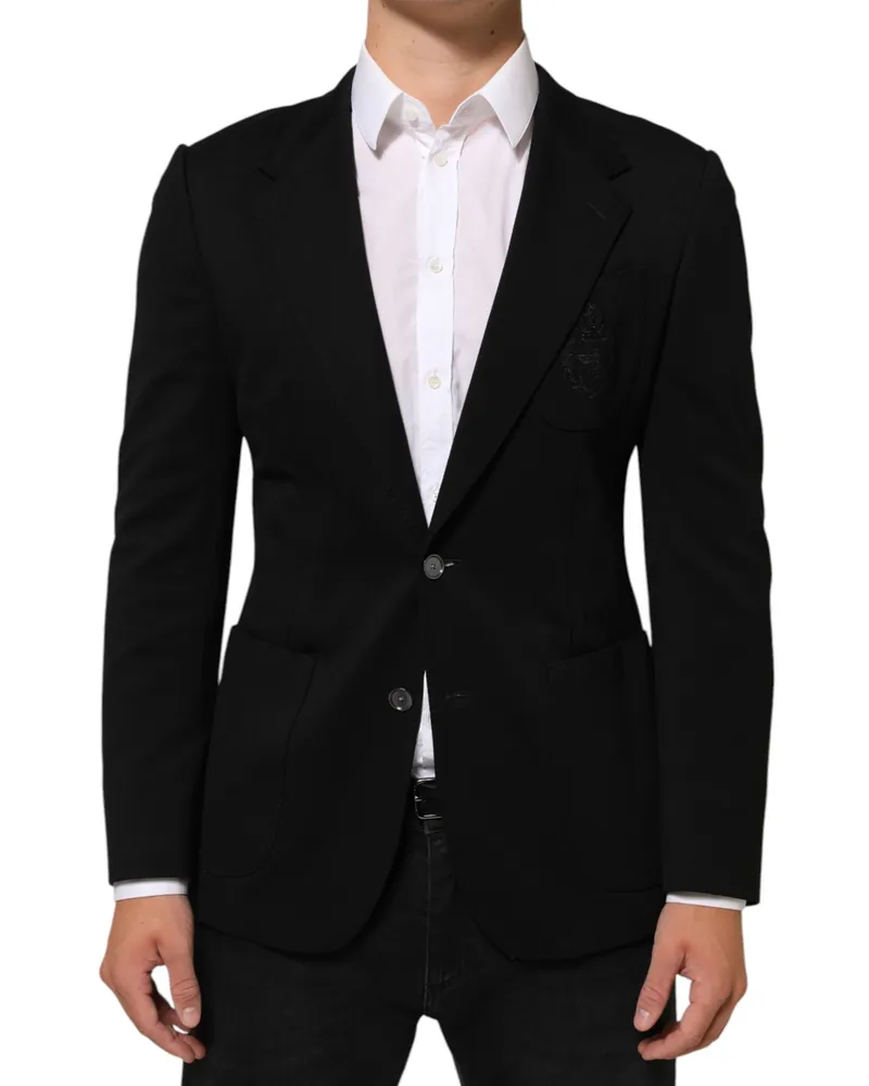 Dolce & Gabbana Men's Black Viscose 2 Buttons Suit Jacket Blazer 05+pa+vi Black