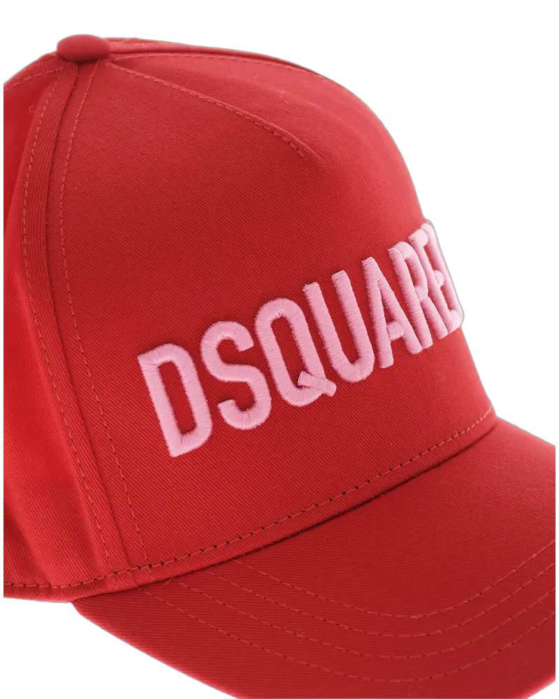 Dsquared2 Men's Embroidered Logo Baseball Cap Red Accessories > Beanies & Hats Red
