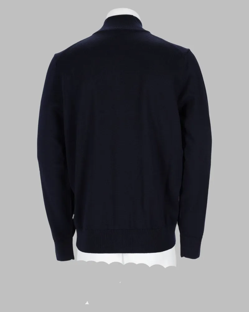 HUGO BOSS Virgin Wool Cardigan — Blue Blue