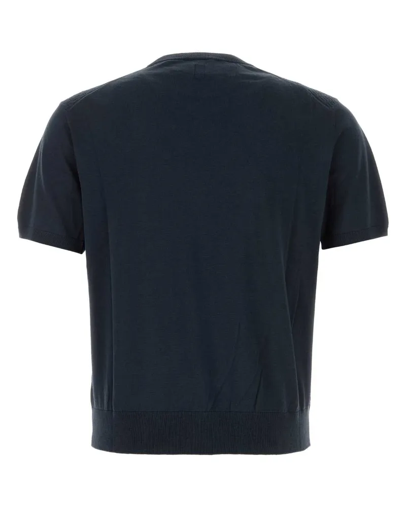 Canali Men's Shirt T-Shirt Navy Cotton Silk Navy