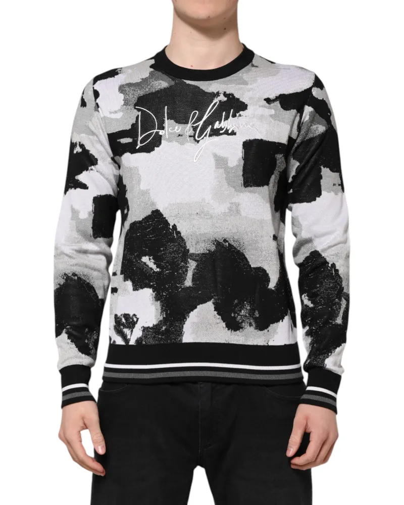 Dolce & Gabbana Men's Multicolor Silk Camouflage Pullover Sweater Clothing Multicolor