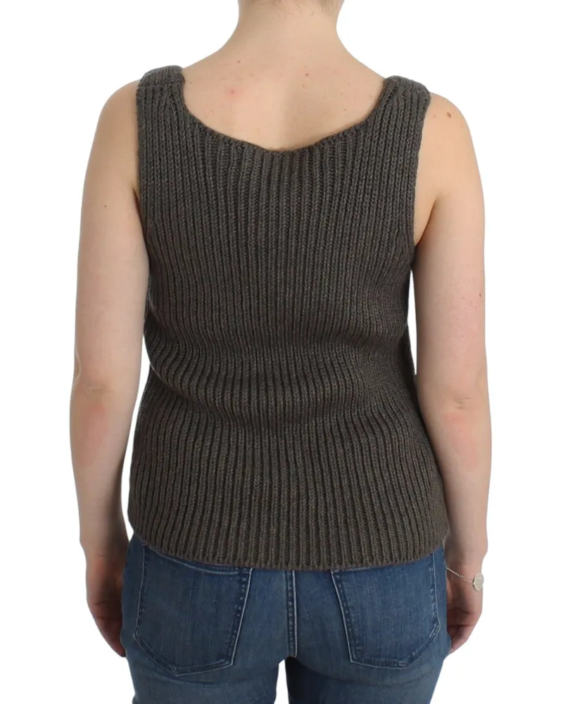 Ermanno Scervino Ribbed Merino Blend Tank Top — Gray Gray
