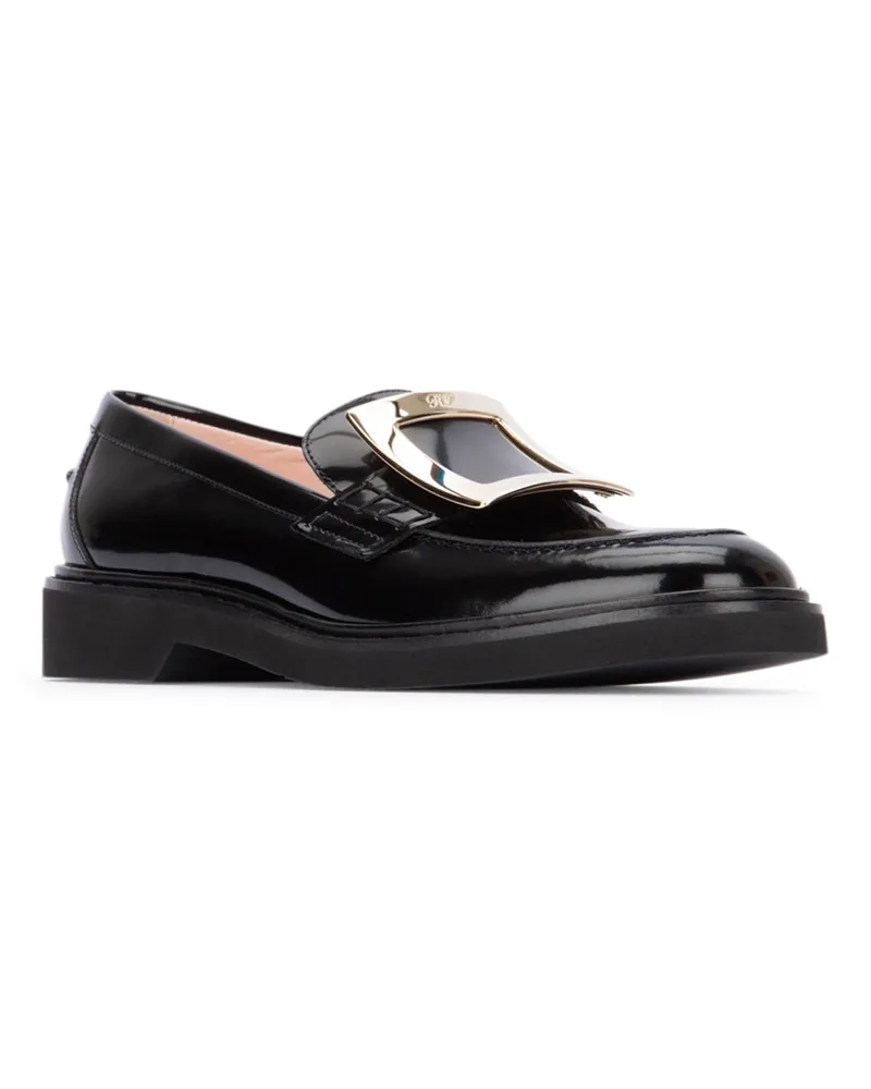 Roger Vivier B999 Calfskin Col Mocassini High Heel Shoes Black