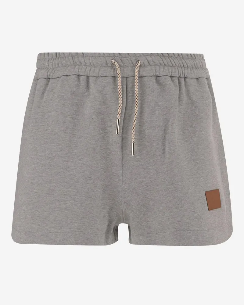 Fendi Women's Shorts Cotton With Logo Grey Gray