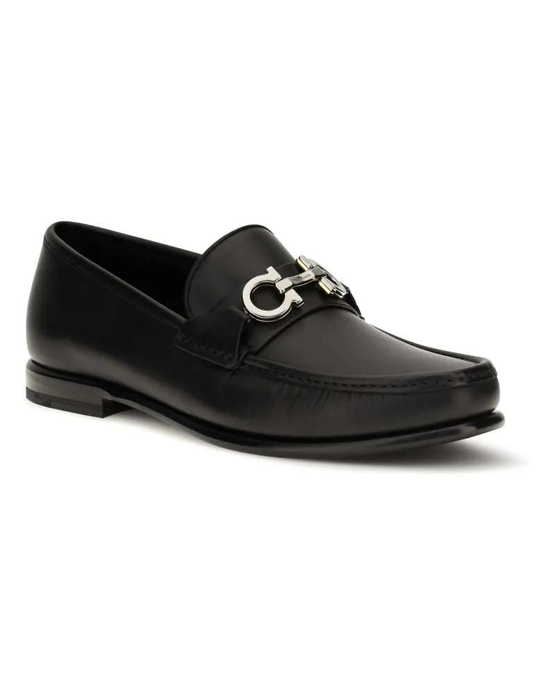 Ferragamo Men's Loafers Gancini Ornament Black Black