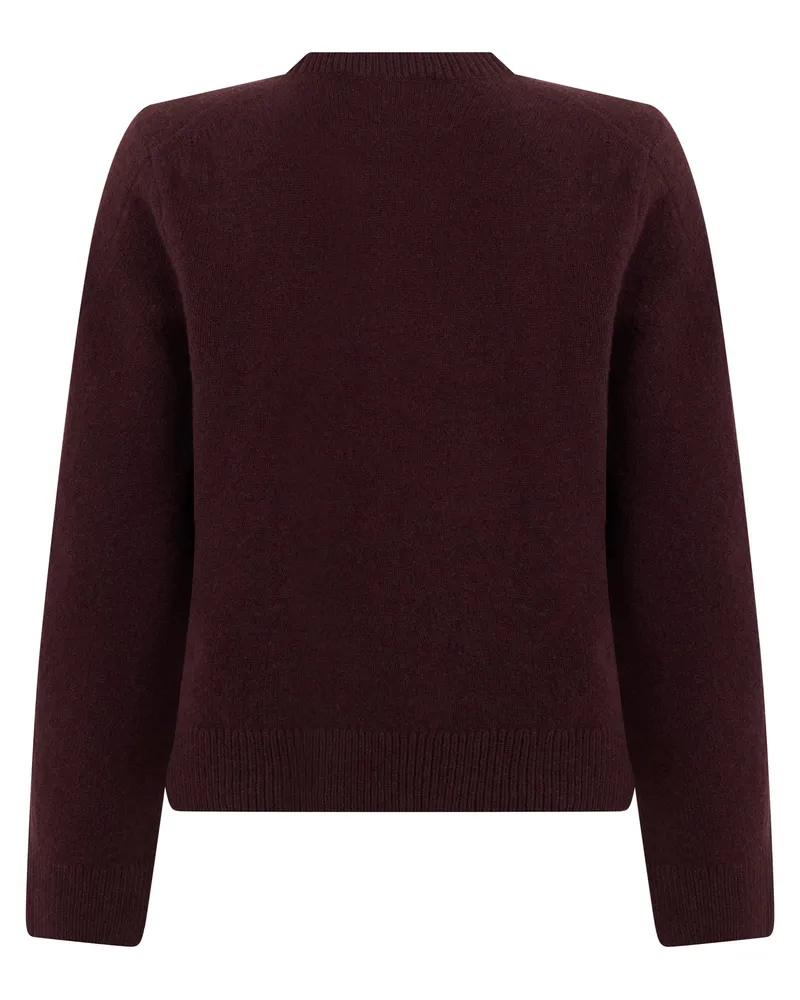 Kitsuné Women Crew Neck Sweater Dark Wood Wool Brown