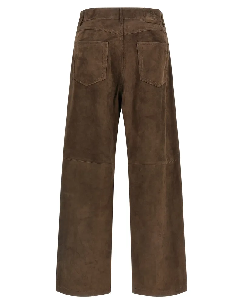 Max Mara Women's Brown Lamb Leather Casual Pants Brown