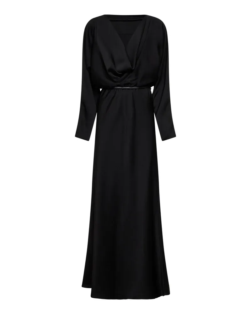 Max Mara Women's Black Lightweight Satin Long Dress Triacetate Black