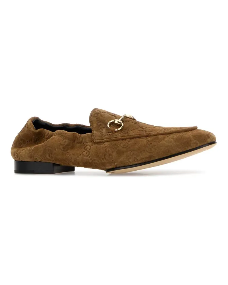 Gucci Women's Camel Suede Loafers Pepperbrownpepbr Calf Skin Mocassini Brown