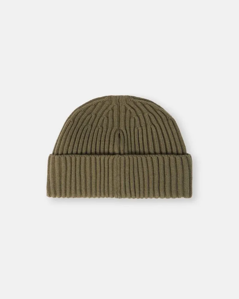 Stone Island L2S15N100002S00C3V00 Ribbed Wool Knit Beanie — Khaki Khaki