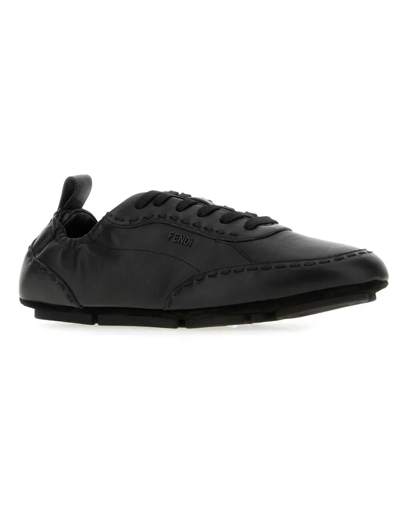 Fendi Men's Black Leather  Fit Sneakers Black