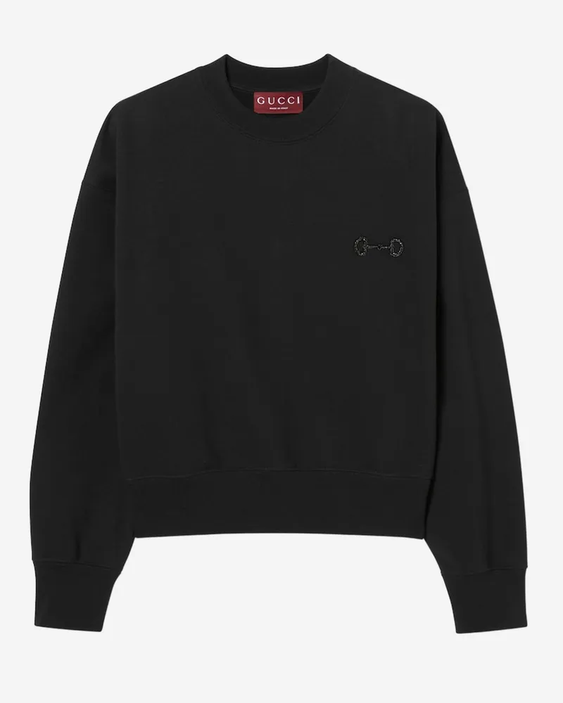 Gucci Embroidered Logo Sweatshirt — Black Black