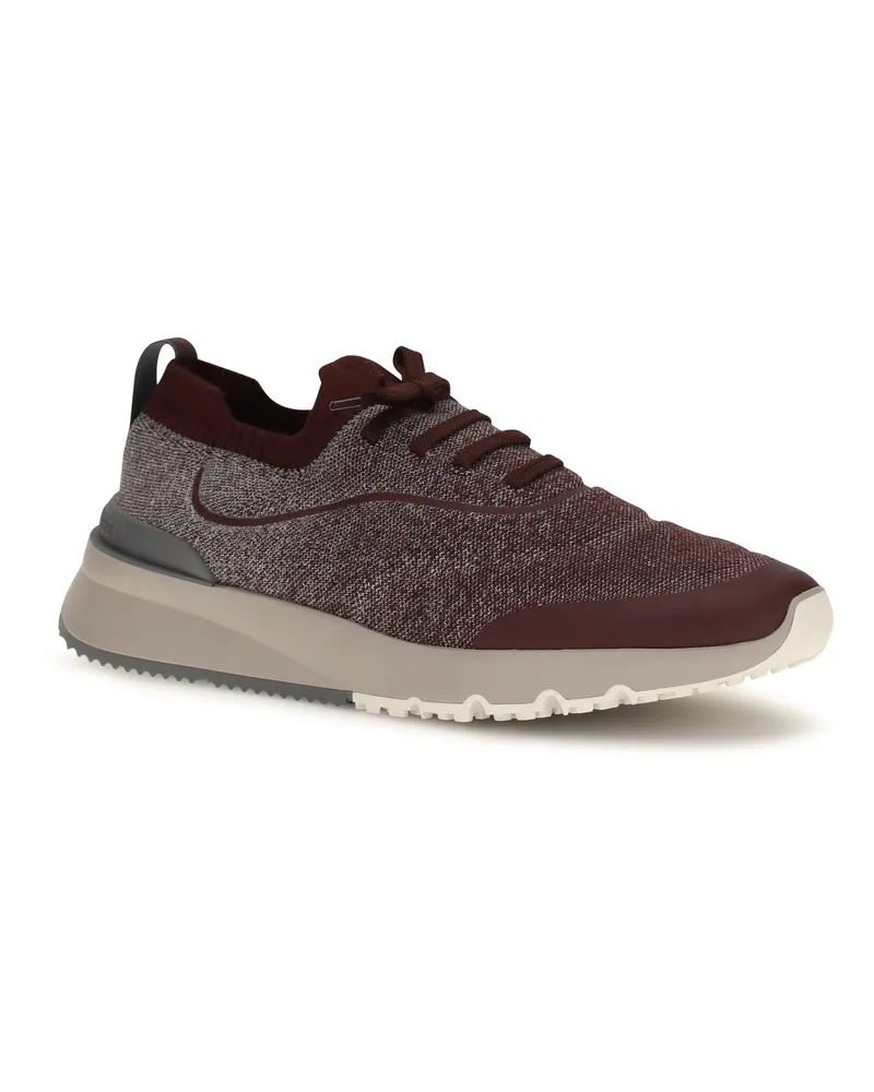 Brunello Cucinelli Techno Cotton Knit Sneaker — Burgundy Burgundy
