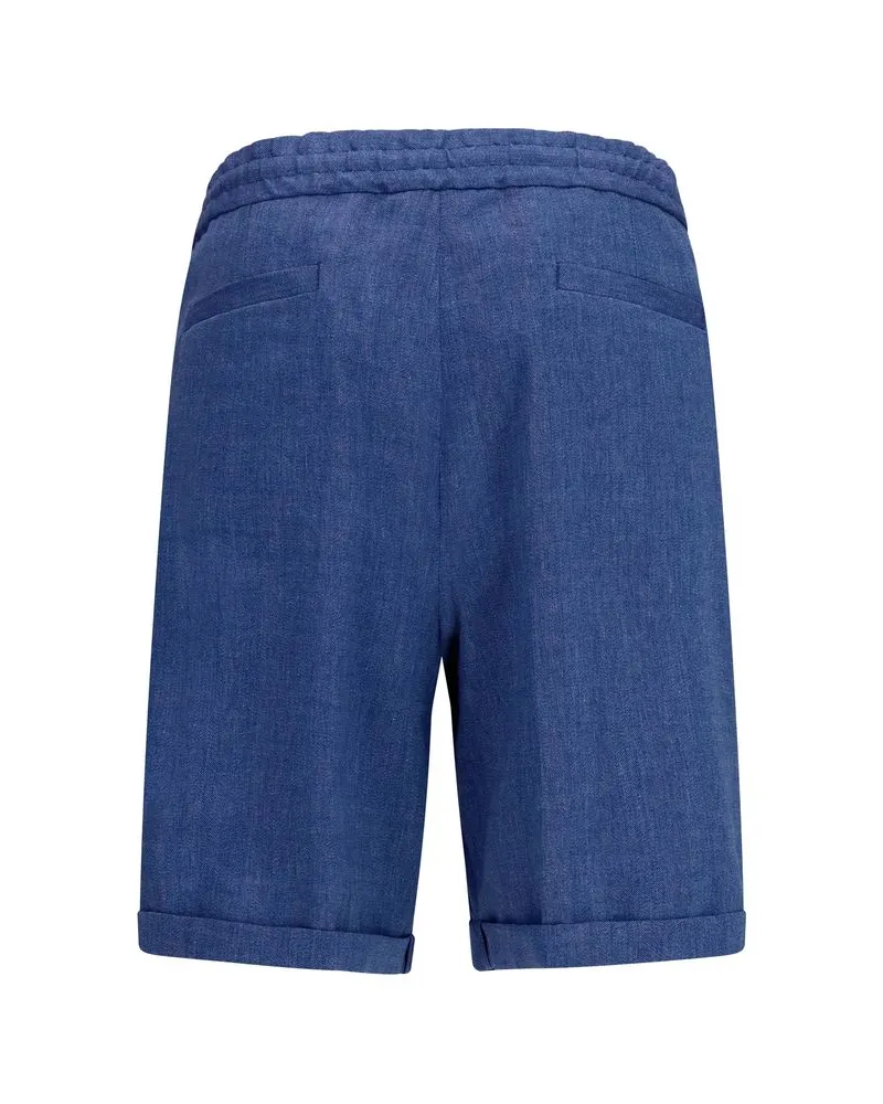 Brunello Cucinelli Men's Blue Linen Bermuda Shorts Blue