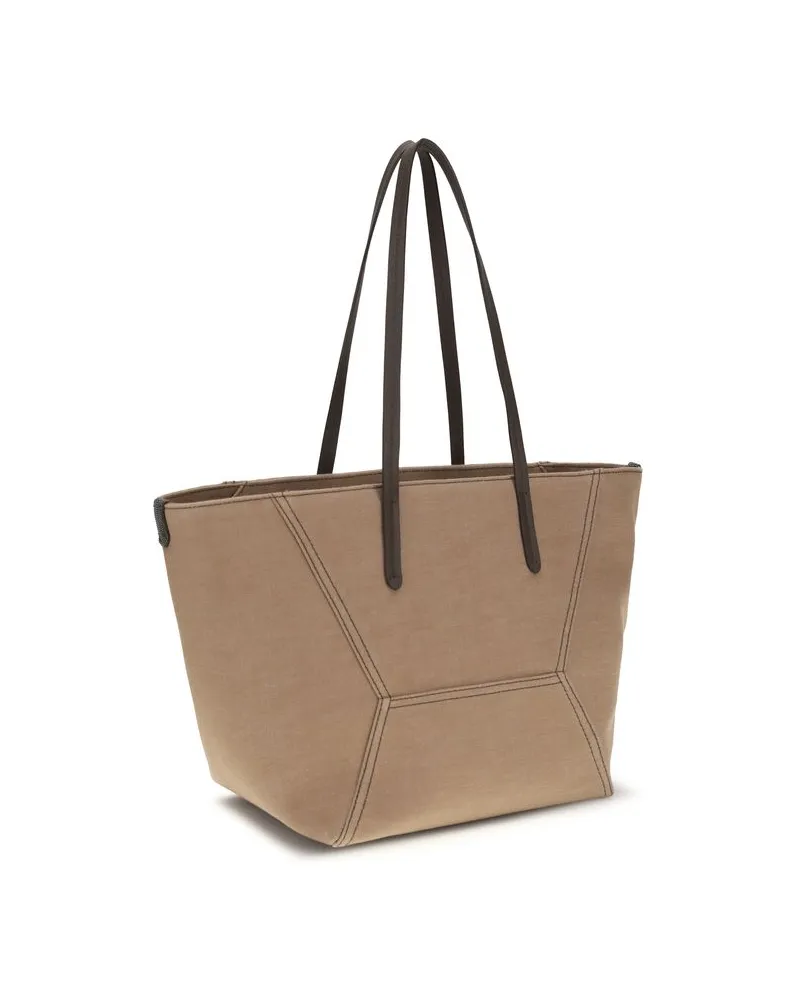 Brunello Cucinelli Women's Beige Cotton Shoulder Bag Beige
