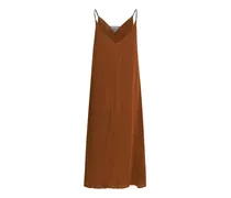 Women's V-Neck Long Dress Tabacco Acetate; Viscose