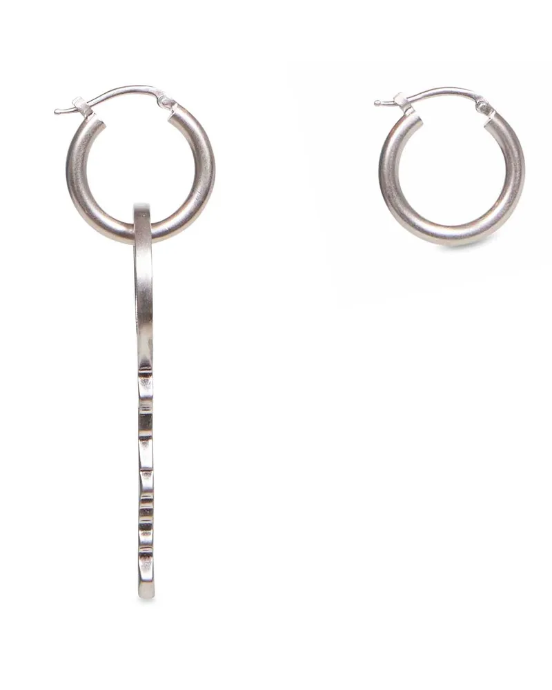 Maison Margiela Men's Key And Hoop Earrings Palladium Silver Metals & Alloys - Brass Silver
