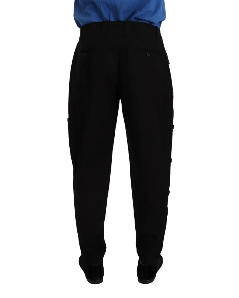 Dolce & Gabbana Men's Black Cotton Stretch Tapered Cargo Pants Elastane Black