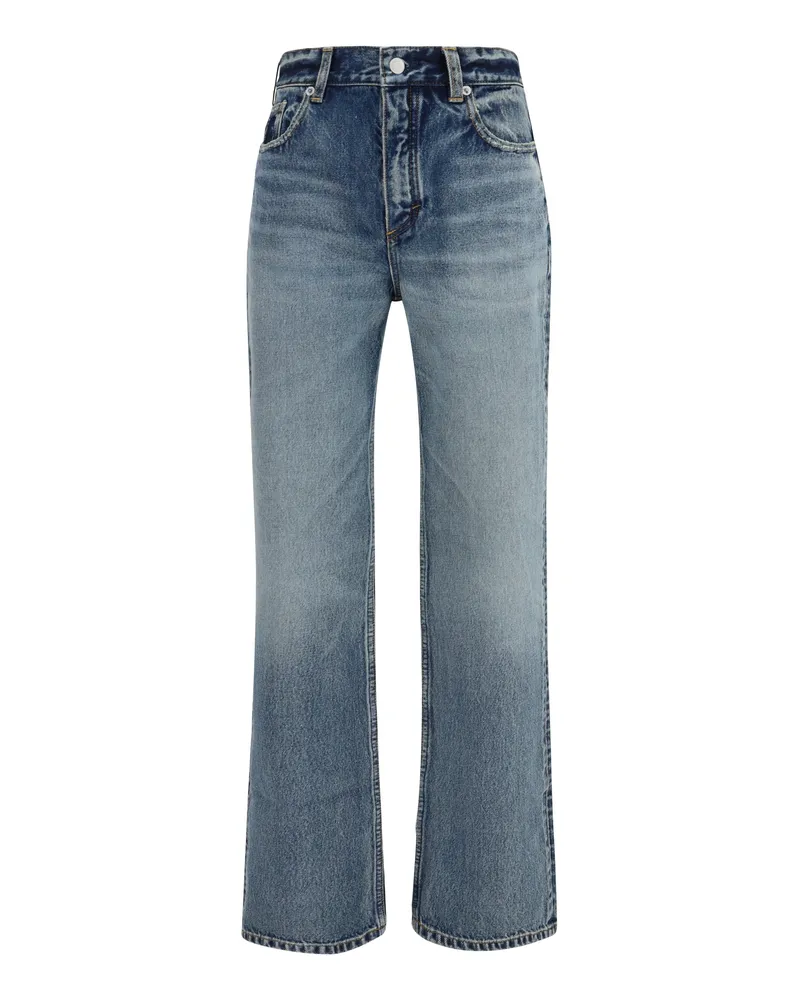 Alaïa Women's Jeans Straight-Leg Dirty Wash Cotton Blue
