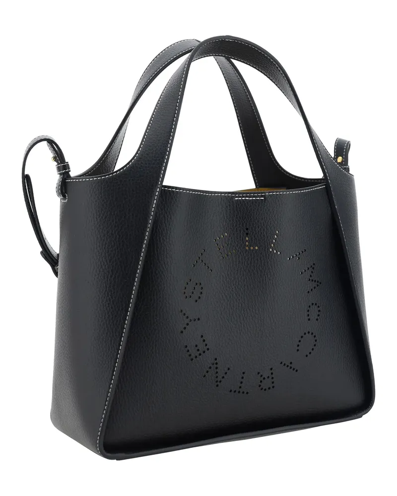 Stella McCartney Perforated-Logo Faux Leather Shoulder Bag — Black Black