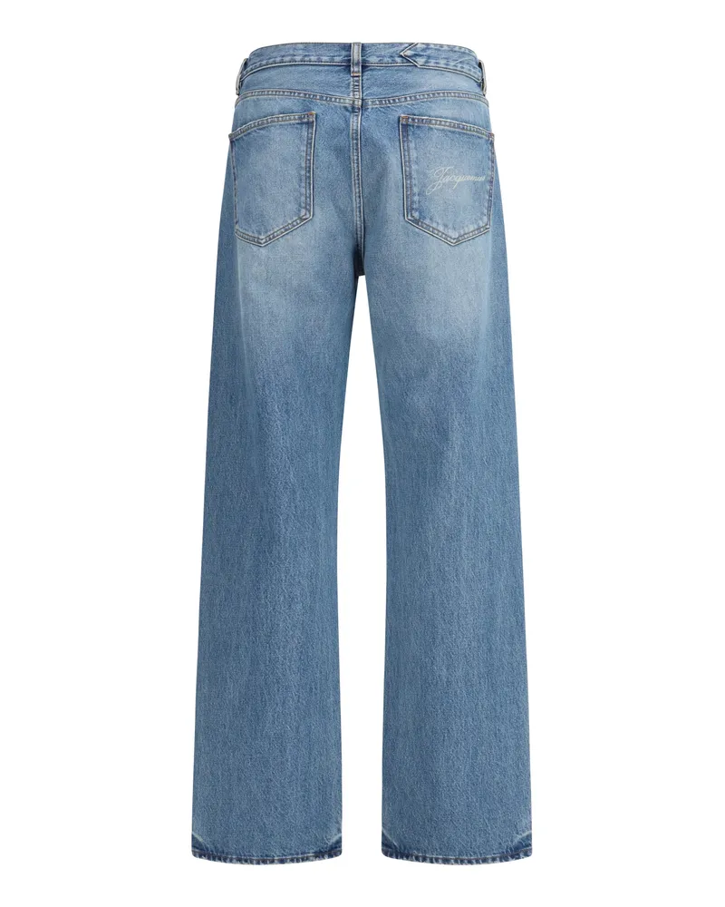 Jacquemus Wide-Leg Faded Denim Jeans — Blue Blue