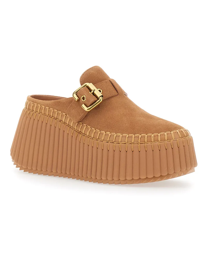 Chloé Women's Mules Nama Brown Suede Leather Brown