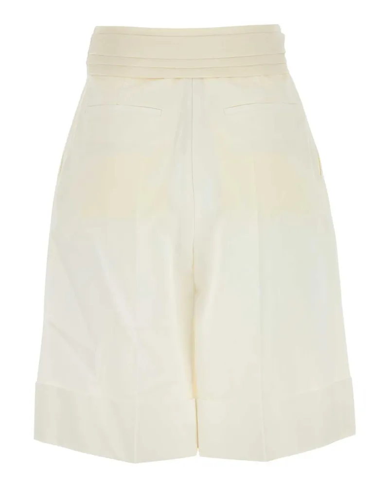 Valentino Garavani Women's White Cotton Blend Bermuda Shorts Avorio Exterior: Linen White