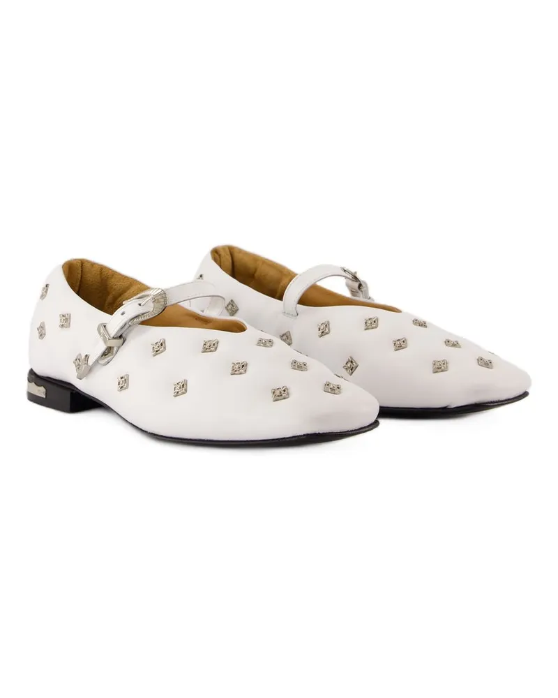 Toga Women's Diamond-Studded Leather Ballerina White White