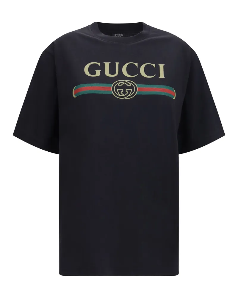 Gucci Women's T-Shirt Cotton And Silk Jersey Black-Multicolour T-Shirts & Jerseys Black/multicolour Black