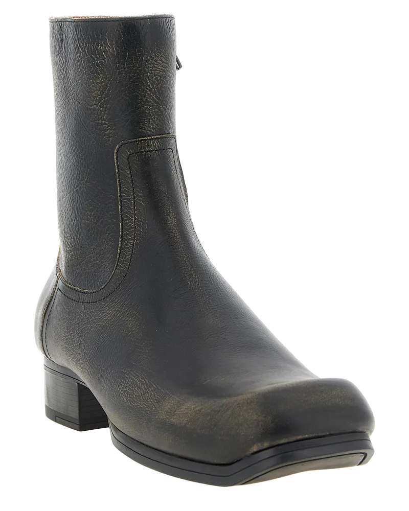 Maison Margiela Calfskin Leather Ankle Boot — Black Black