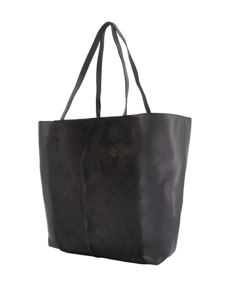 Totême Roam Calfskin Leather Tote Bag — Black Black