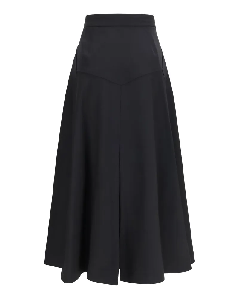 Burberry Women's Wool Twill Midi Skirt Black Ovis Aries Black