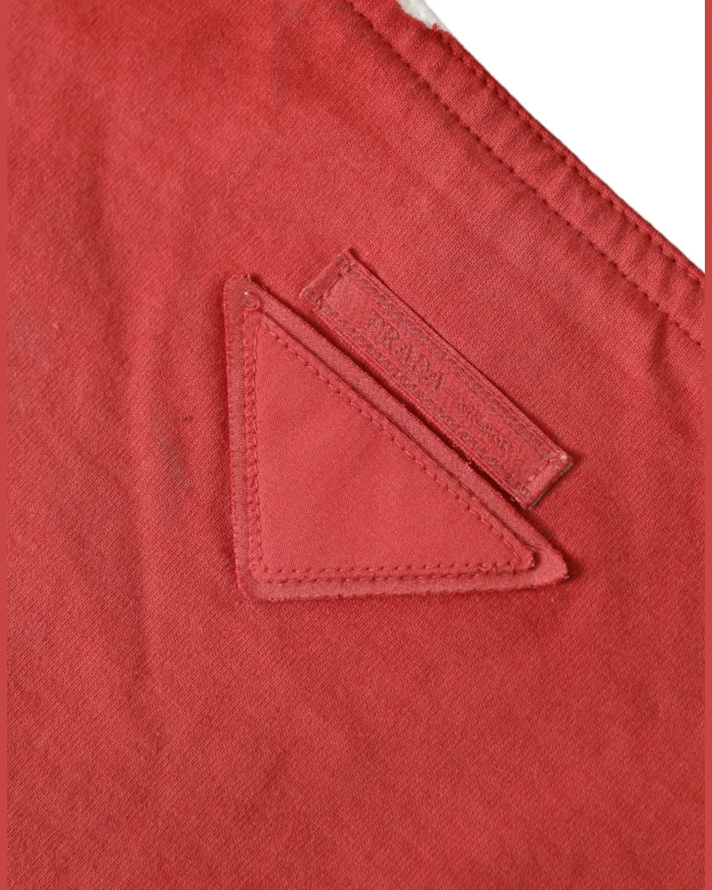 Prada Women's Red Jersey Fabric Logo Shoulder Shopping Tote Bag White And Red
