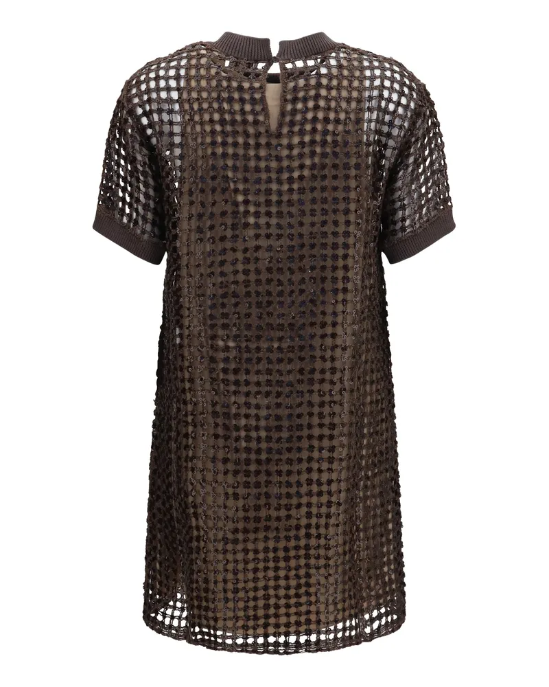 Brunello Cucinelli Sequin Mesh Dress — Brown Brown