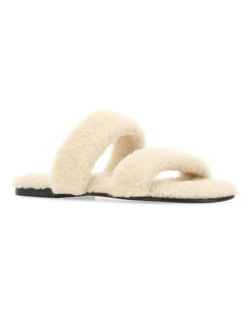 Saint Laurent Men's Ivory Shearling Bleach Slippers 2634 Flat Shoes Ivory