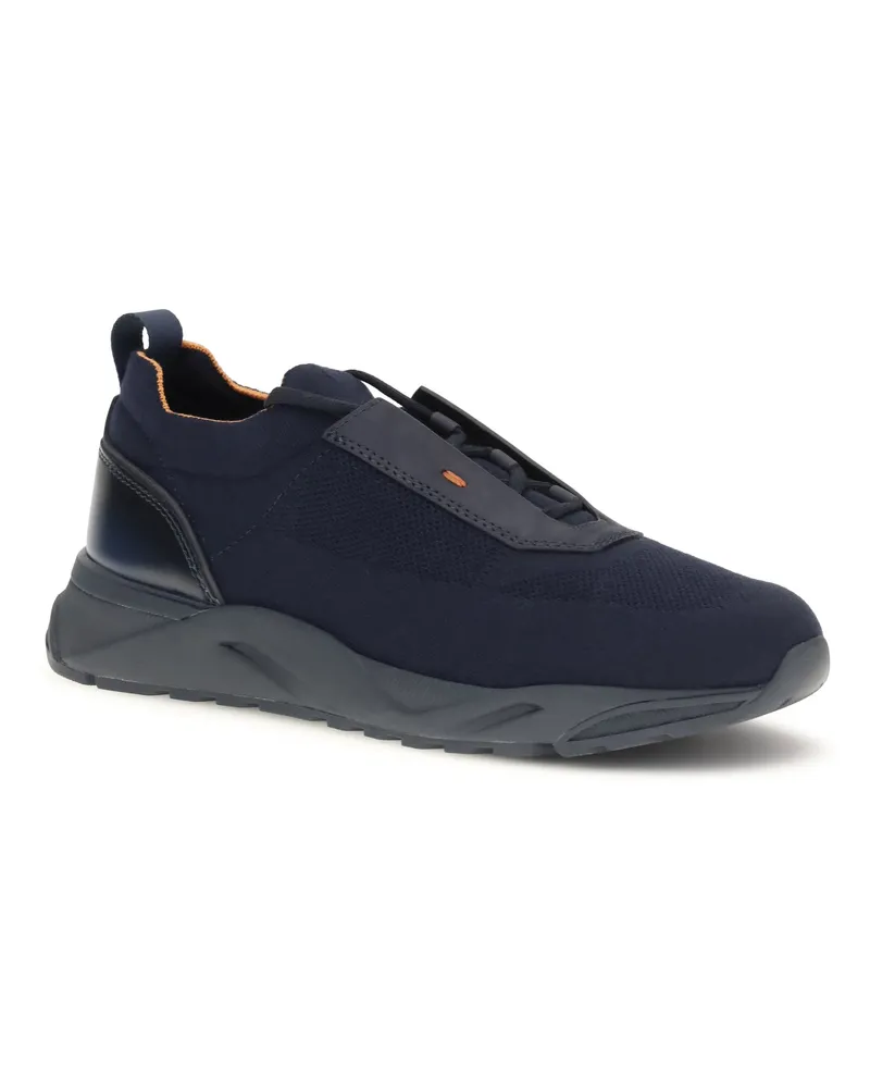 Santoni Men's Stretch Fabric Sneakers Blue Upper: Fabric; Sole: Rubber Blue