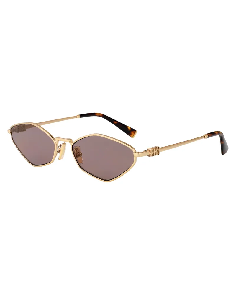Miu Miu 0MU Metal Cat-Eye Sunglasses — Gold Gold