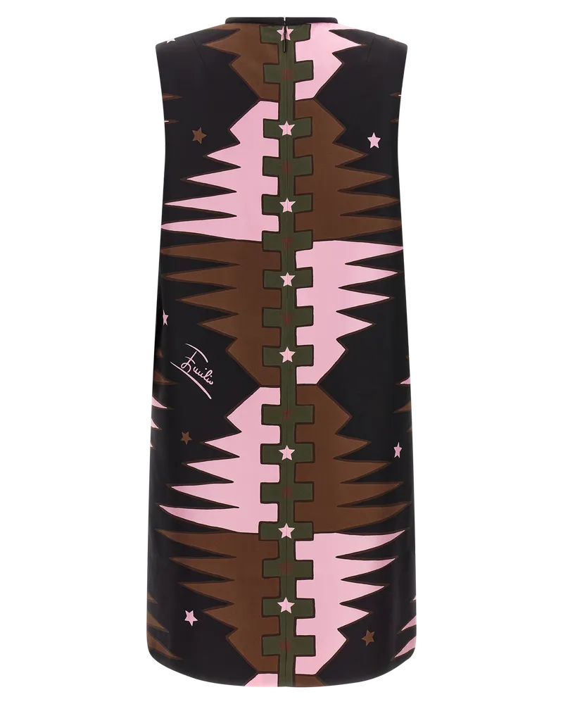 Emilio Pucci Valdimontone Print Silk Dress — Multicolor Multicolor