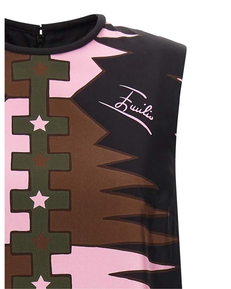 Emilio Pucci Valdimontone Print Silk Dress — Multicolor Multicolor