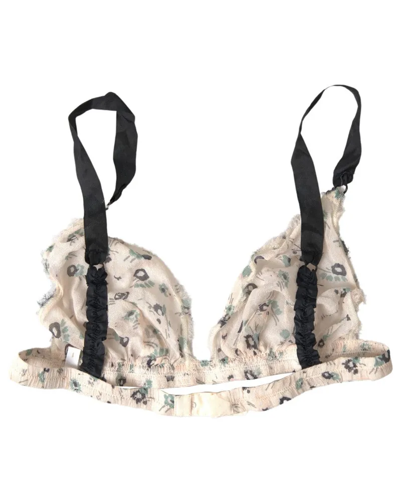 CoSTUME NATIONAL Women's Beige Floral Underwear Bikini Bra Cotton Clothing Beige